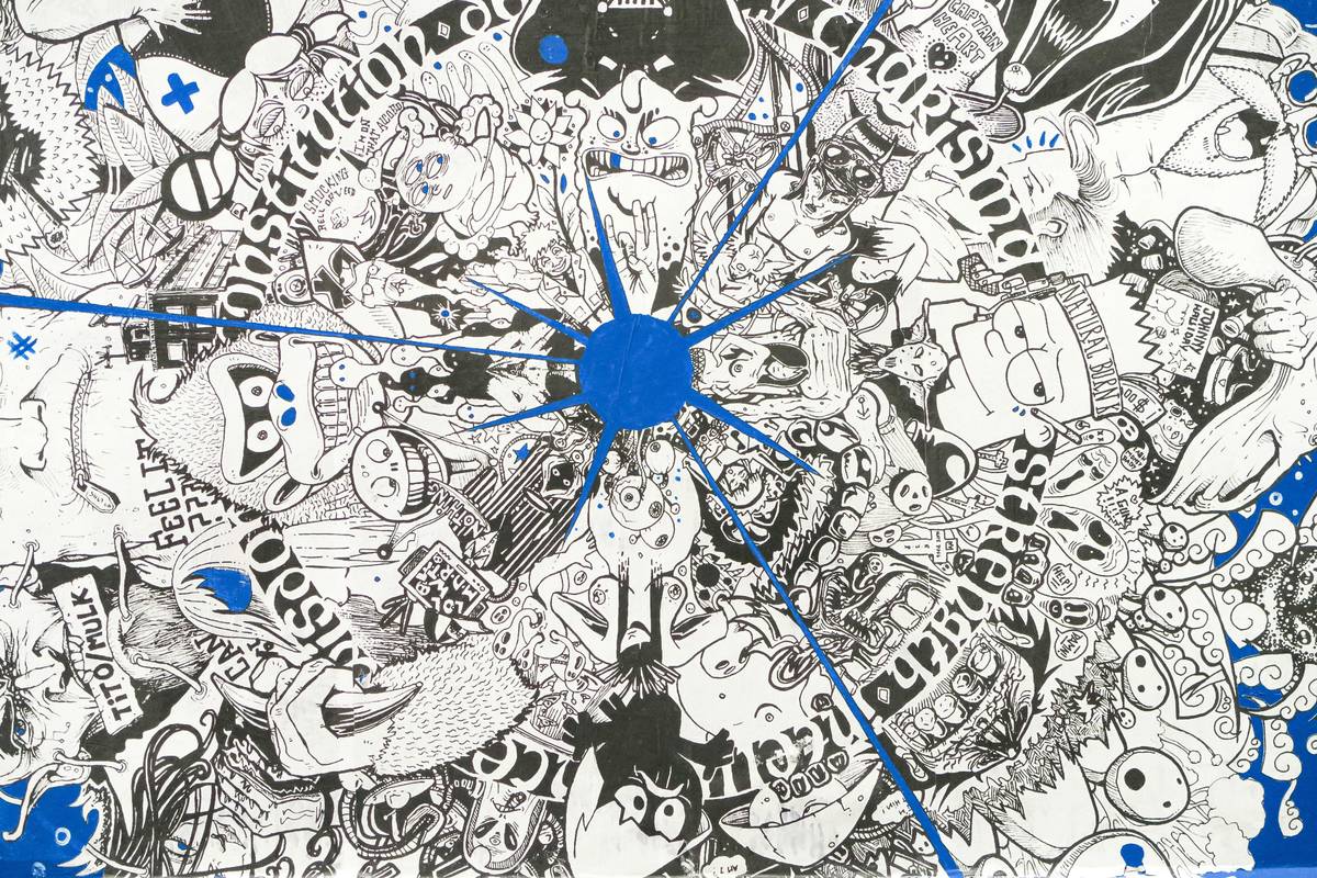 occult club investigation doodle world evidence board with symbols and notes